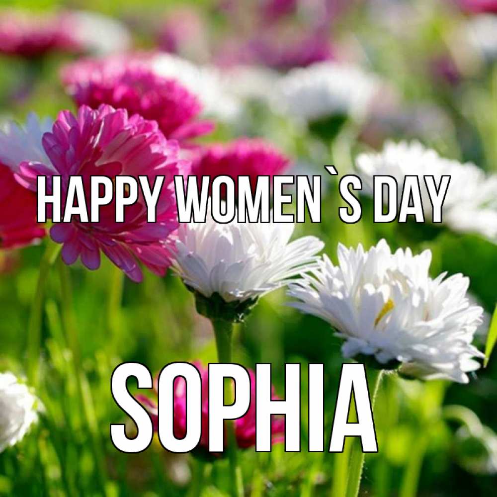 Greetings card с именем, Sophia happy women`s day международный женский день 1 Greetings with text for free download 